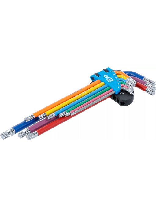 Set chei tip L multicoloră extra lungă profil T (pentru Torx) T10 - T50 9 piese