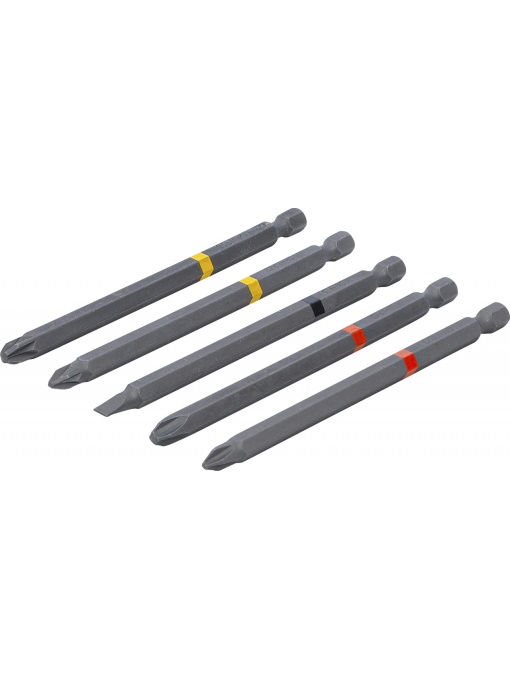 Set biţi, Antrenare hexagon exterior 6,3 mm (1/4"), Cap cruce PH, Cap cruce PZ, lamă dreaptă, Lungime 110 mm, 5 piese, BGS DIY 4832