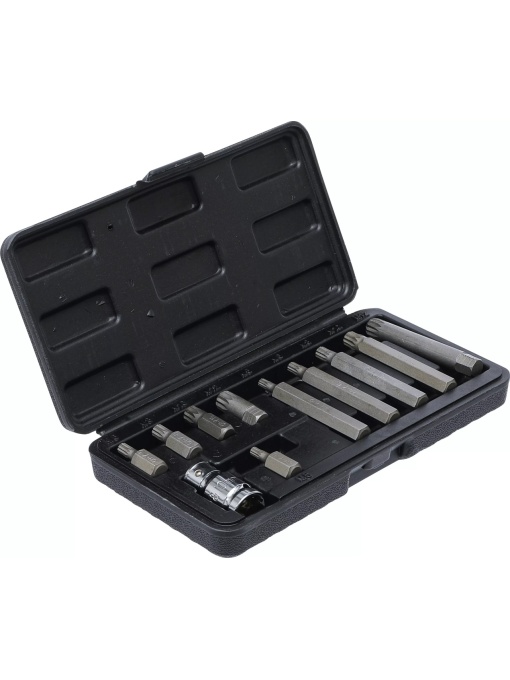 Set biti M-uri (Spline XZN) M5 - M6 - M8 - M10 - M12 + 1 adaptor 10 mm cu antrenare 1/2", 11 piese, BGS DIY 5030