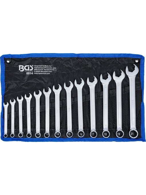 Set chei combinate 8 - 21 mm, partea cheii fixe cu funcţie de clichet, 13 piese, BGS 8914