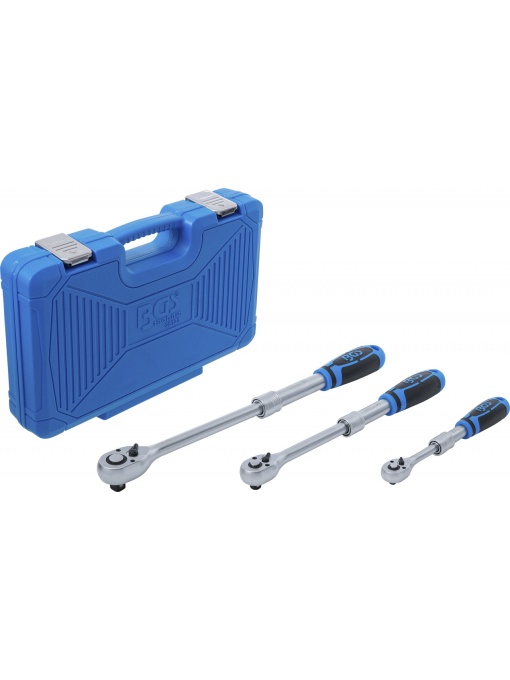Set chei cu clichet reversibil extensibil 6,3 mm (1/4") - 10 mm (3/8") - 12,5 mm (1/2"), 3 piese, BGS 25123