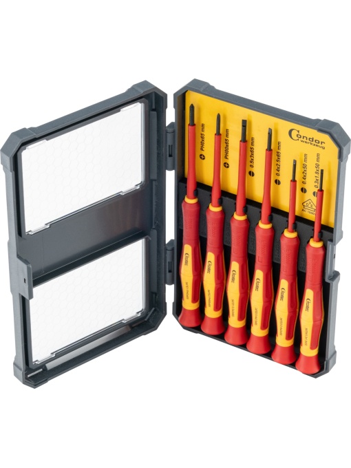Set de șurubelnițe, VDE cu varf drept si cruce tip Philips, 6 piese, Condor 11826