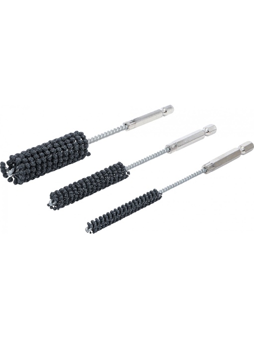 Set perii de honuire flexibile acţionare cu cap hexagonal 1/4", granulaţie 60 / 80, dimensiuni 8 - 12 - 20 mm, 3 piese, BGS 1272