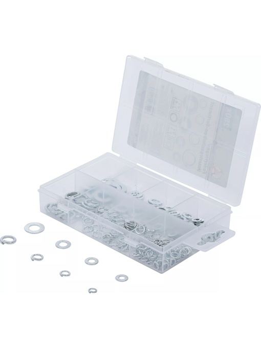 Sortiment inele elastice / şaibe de reazem | Ø 4 - 8 mm | 250 piese, BGS DIY 98073