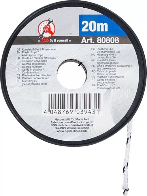 Cablu din plastic / Cablu universal, 3 mm x 20 m, negru / alb, B-80808