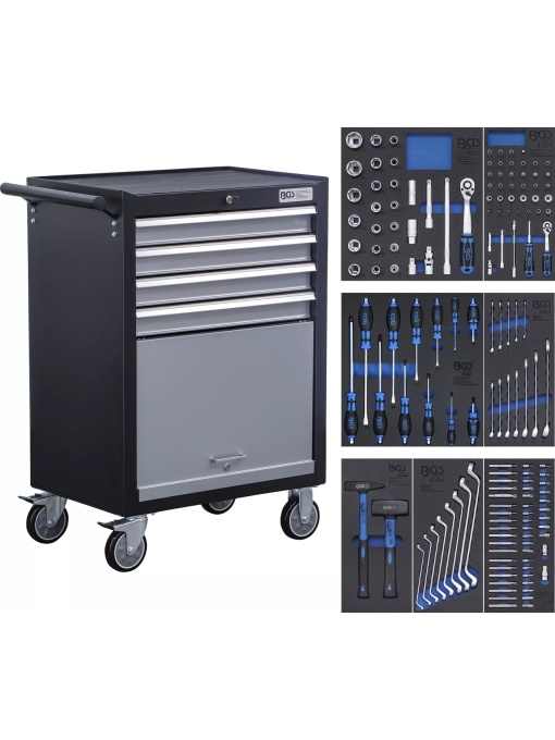 Dulap de scule Workshop Troley Trainee cu 4 sertare 1 spatiu de depozitare, 151 scule, BGS 4086