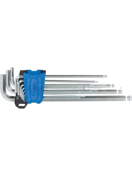 Set chei în L, 9 bucăți, lung, dușă hexagonală 1,5-10 mm, Condor 1121-1