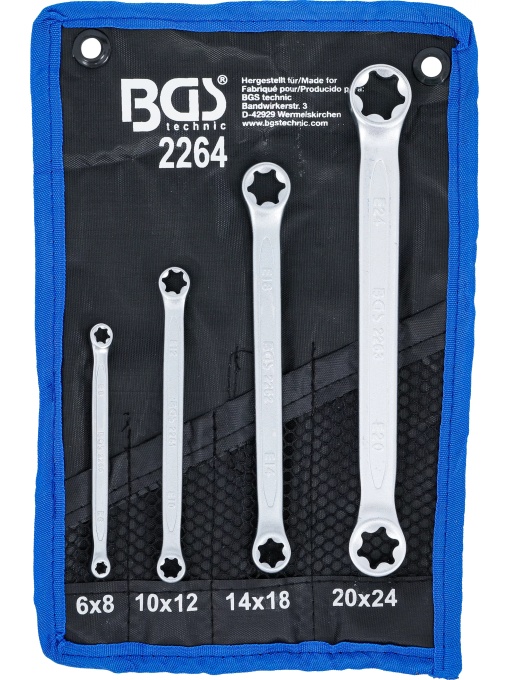 Set chei inelare duble cu capete Profil E | E6xE8 - E20xE24 | 4 piese, BGS 2264