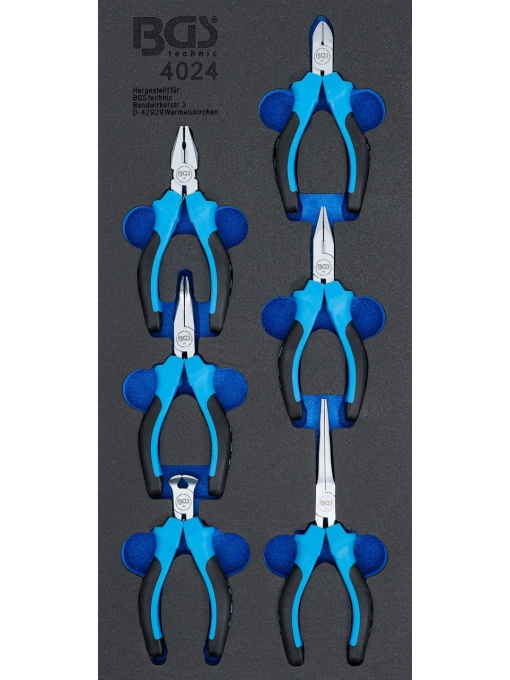 Set miniclesti si patenti combinati asezati in suport pentru dotare sertar, dimensiune 1/3, 6-piese, BGS 4024
