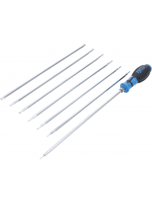 Set şurubelniţe cu capete interschimbabile, profil T (pentru Torx), profil T (pentru Torx Plus) cu gaura, 8 piese, BGS 2326