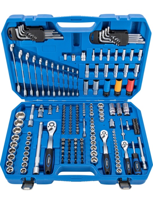 Trusa de tubulare cu 3 clicketi 1/4 - 3/8 - 1/2", profil hexagon 4 - 32 mm, 199 piese, Condor 2176