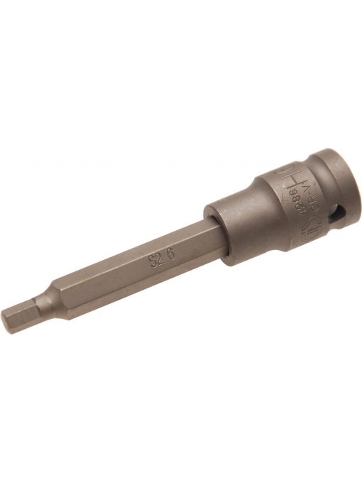 Bit Imbus de impact 6 mm, lungime 100mm, antrenare cu tubulara 1/2”, BGS 4286