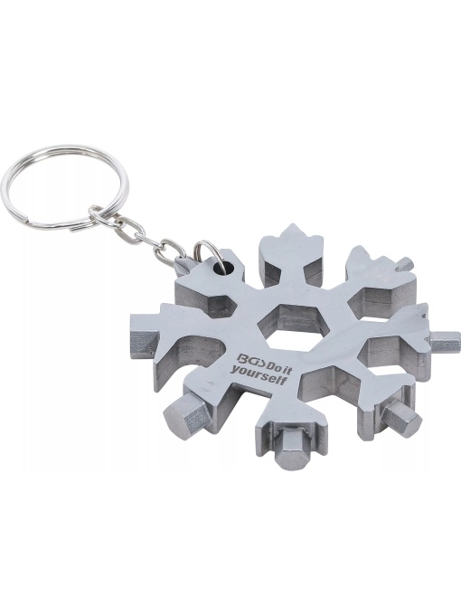 Cheie multifuncţională tip breloc fulg de zăpadă, 18-in-1, BGS DIY 85880