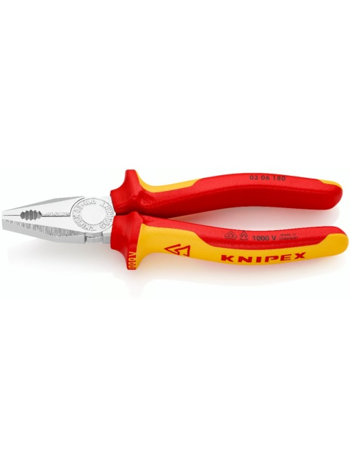 Cleste patent, combinat cromat cu manere multicomponent VDE, lungime 180 mm, Knipex 0306180