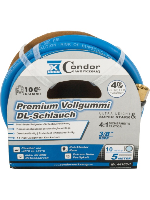 Furtun DL ø10mmx5m, cauciuc solid high-end, fără cuplare, Condor 44105-1
