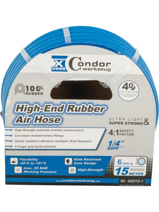 Furtun DL ø6mmx15m, cauciuc solid high-end, fără cuplare, Condor 44015-1