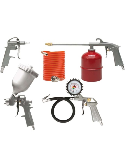 Kit pentru spalat piese, suflat, vopsit si umflat anvelope, 5 piese, Vorel 81638