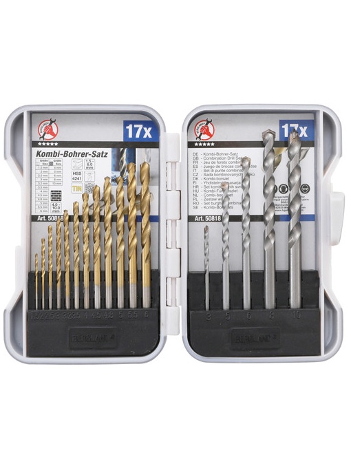 Set burghie combinate 1,5 - 10 mm, 17 piese, BGS DIY 50818