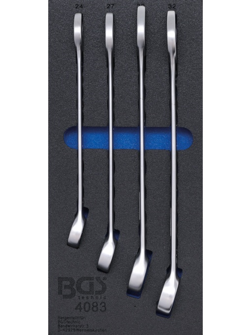 Set chei combinate 24 - 32 mm in suport organizator pentru carucior 1/3, 4 piese, BGS 4083