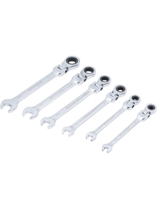 Set chei combinate cu clichet in Inch 1/4" - 9/16", capete flexibile, 6 piese, BGS DIY 30005