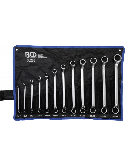Set chei inelare cu cot 6 - 32 mm, in unghi de 75 °, 12 piese, BGS 30200