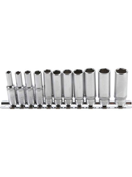 Set chei tubulare in Inch 3/16" - 1/2" adanci, profil in 6 colturi, antrenare 1/4" , 11 piese, BGS 2429