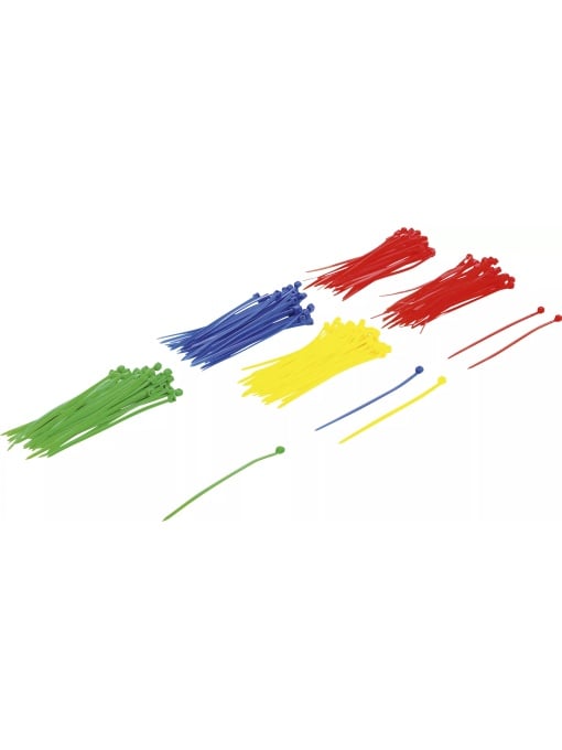 Set coliere colorate pentru cabluri, 2,4 x 100 mm 200 piese, BGS DIY 80875
