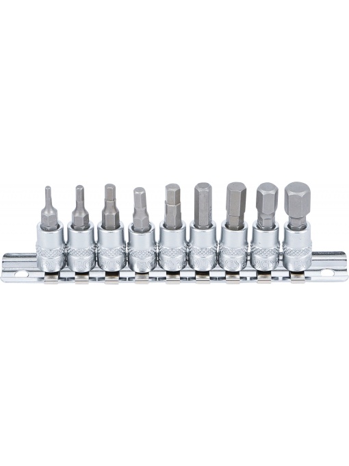 Set cu biti Imbus in Inch 3/32"-3/8", antrenare cu tubulara 1/4", 9 piese, BGS 2749