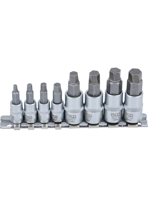 Set extractoare de suruburi cu cap Imbus 3 - 10 mm, antrenare 6,3 mm (1/4") si 10 mm (3/8"), 8 piese , BGS 6847