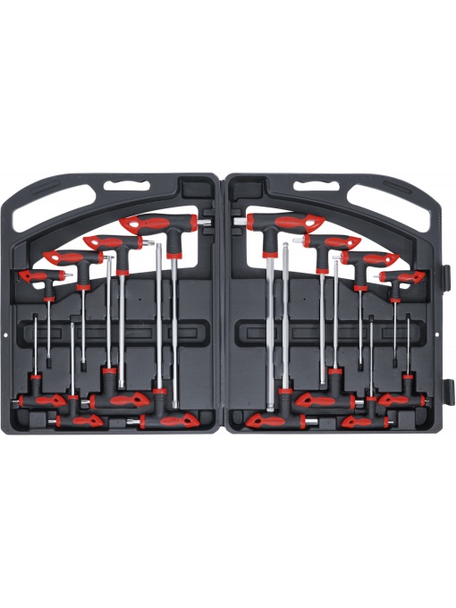 Set şurubelniţe cu mâner T şi lama laterala | Inbus / Profil T (pentru Torx) | 16 piese, BGS Diy 90