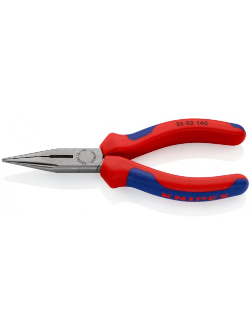 Cleste plat-rotund cu tais (patent cu cioc drept), manşoane multicomponent, lungime 140 mm, Knipex 2502140