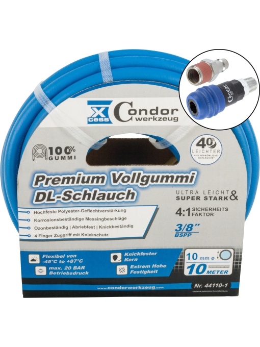 Furtun DL ø10mmx10m, cauciuc solid de ultimă generație, cuplare în 2 trepte, Condor 44110-3