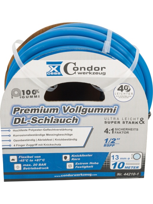 Furtun DL ø13mmx10m, cauciuc solid high-end, fără cuplare, Condor 44210-1