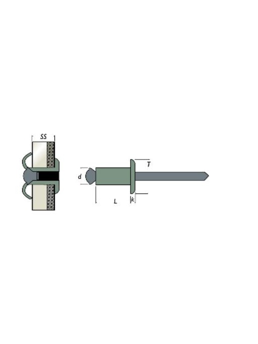 Pop-nit 5 x 16 mm, Aluminiu / Otel Fioriv, set 100 buc, Rivit 00485