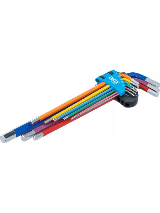 Set chei tip L multicoloră extra lungă hexagon interior 1,5 - 10 mm 9 piese