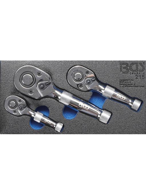 Set clicketi reversibili| 6,3 mm (1/4") / 10 mm (3/8") / 12,5 mm (1/2") | 3 piese, BGS 215