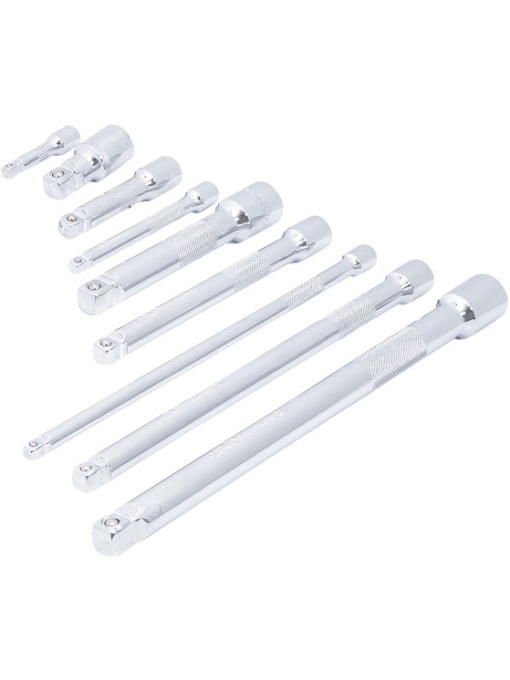 Set prelungitoare cu cap sferic, antrenare 6,3 mm (1/4") / 10 mm (3/8") / 12,5 mm (1/2"), 9 piese, BGS DIY 6113