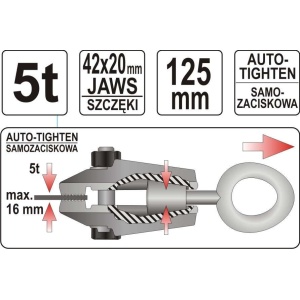 Clema de tras pentru lucrari de tinichigerie auto, sarcina max. 5 tone, Yato YT-2542 - Img 3