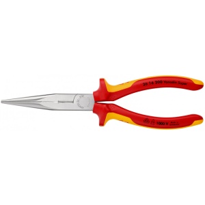 Cleste plat-rotund cu tais (patent cu cioc angular) izolate, mansoane multicomponent, testate VDE, lungime 200 mm, Knipex 2616200 - Img 3