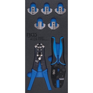 Echipare pentru dulap 1/3,set clesti pentru sertizat si dezizolat, BGS 4029