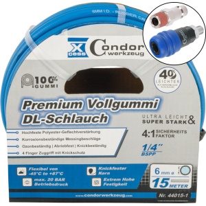 Furtun DL ø6mmx15m, cauciuc solid de ultimă generație, cuplare în 2 trepte, Condor 44015-3