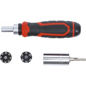 Set biţi de precizie / cap cheie multiplu | cu mâner rotativ cu clichet pentru biţi, comutabil | 17 piese, BGS DIY 20817 - Img 3