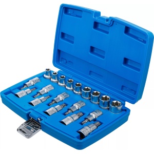 Set biti Torx T20-T70 si tubulare profil E E10-E24, antrenare 1/2", 19 piese, BGS 5100 - Img 2