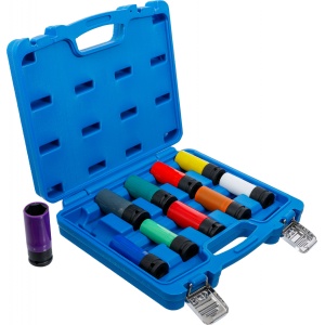Set capete cheie de impact cu protectie 12,5 mm (1/2") 15 - 24 mm şi şuruburi de roti speciale 10 piese , BGS 7311 - Img 2