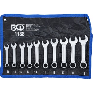 Set chei combinate extra scurte 10 - 11 - 12 - 13 - 14 - 15 - 16 - 17 - 18 - 19 mm, 10 piese piese, BGS 1188 - Img 1