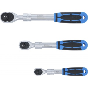 Set chei cu clichet reversibil extensibil 6,3 mm (1/4") - 10 mm (3/8") - 12,5 mm (1/2"), 3 piese, BGS 25123 - Img 6