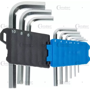 Set chei L, 9 piese, scurte, dublu hexagonal, 1,5-10 mm, Condor 1120-01 - Img 2