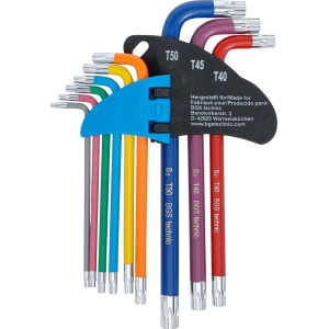 Set chei tip L, multicoloră, profil T (pentru Torx) cu alezaj T10 - T50, 9 piese, BGS 74461 - Img 3