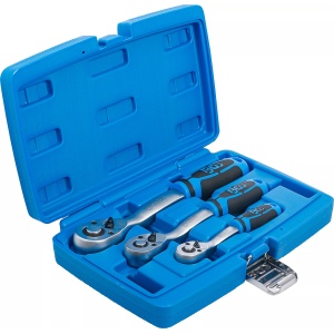Set clicketi reversibili cu pas fin, antrenare 1/4, 3/8", 1/2", 3 piese, BGS 621 - Img 3
