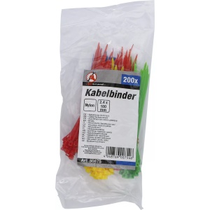 Set coliere colorate pentru cabluri, 2,4 x 100 mm 200 piese, BGS DIY 80875 - Img 3